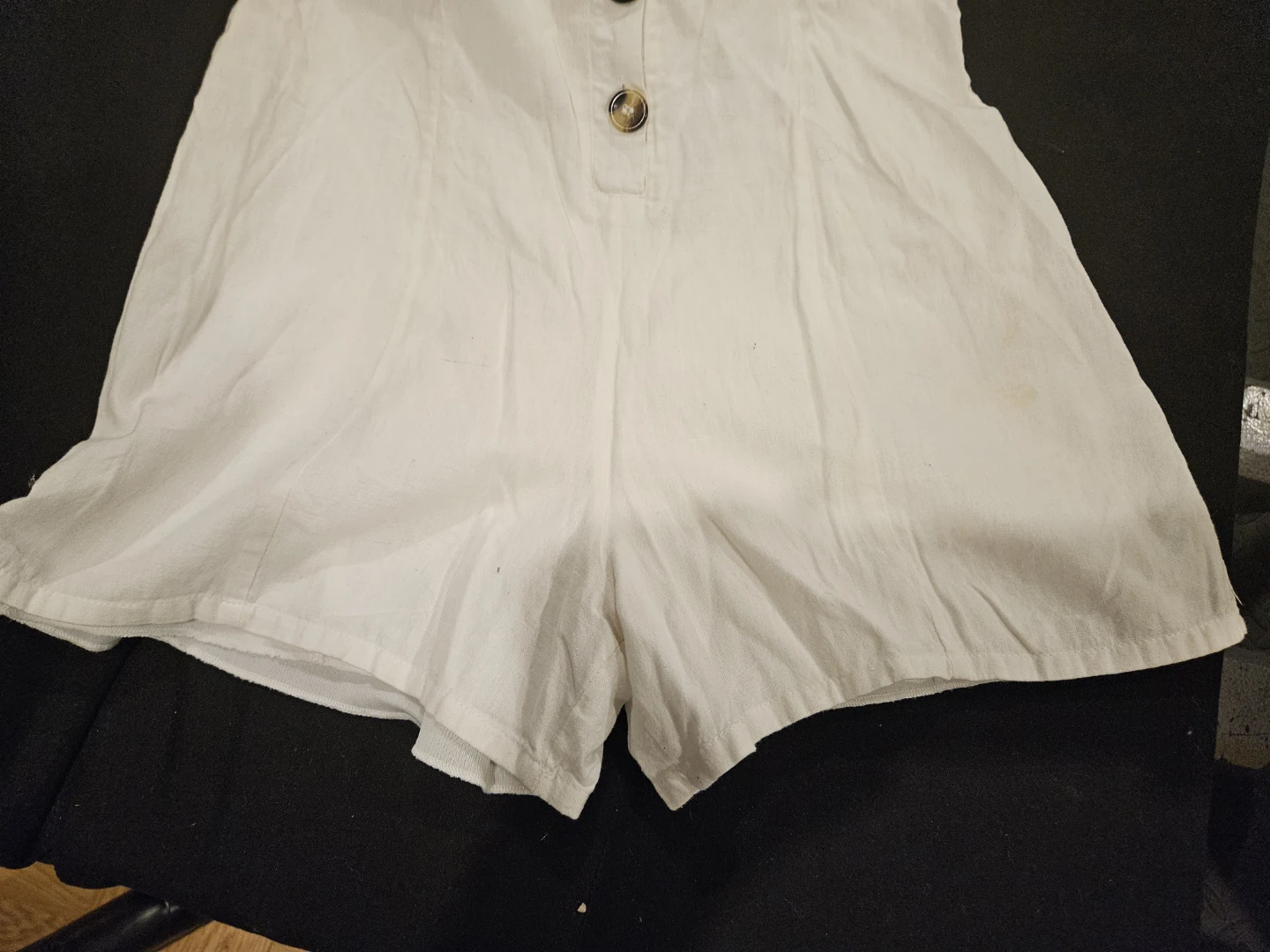 Japna White Linen Blend Romper Shorts Size S - photo 5