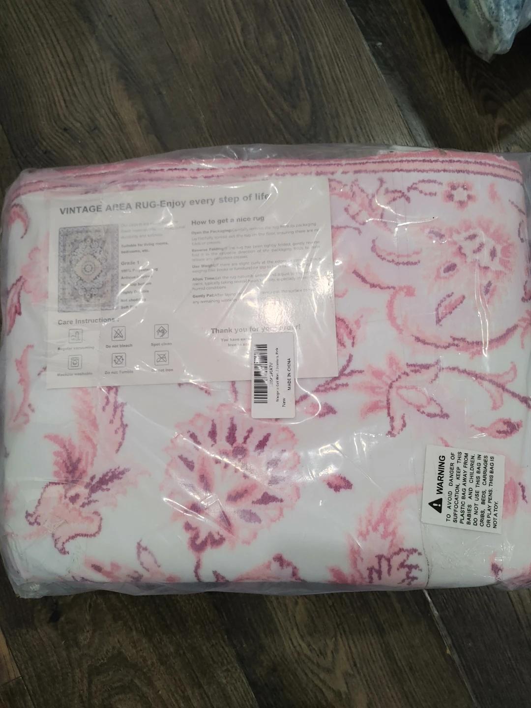 🧡BRAND NEW LARGE 6 FEET X 9 FEET MACHINE WASHABLE PINK RUG. - photo 2