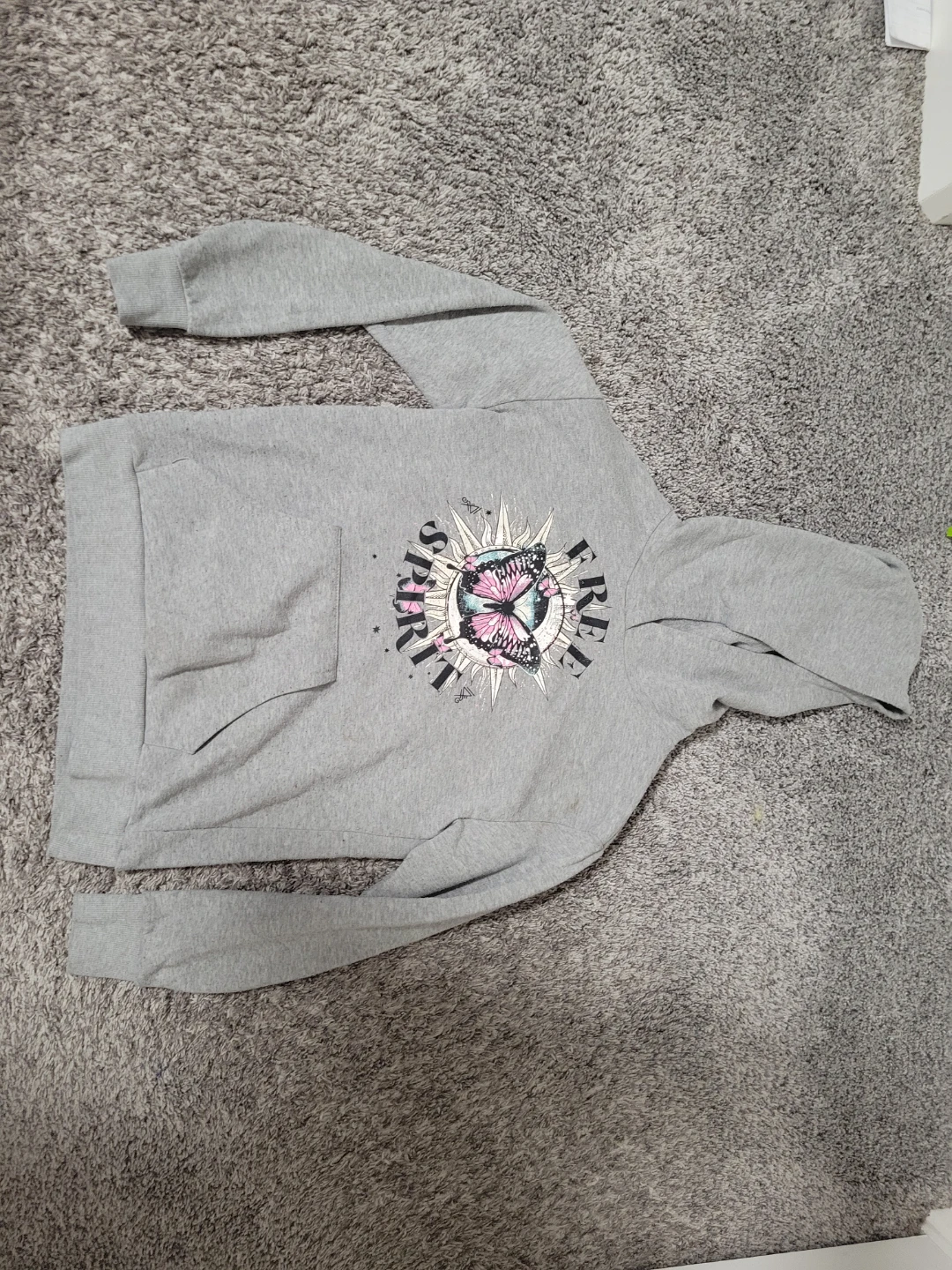 Urban Kids Grey "Free Spirit" Butterfly Hoodie Size L/G - photo 2