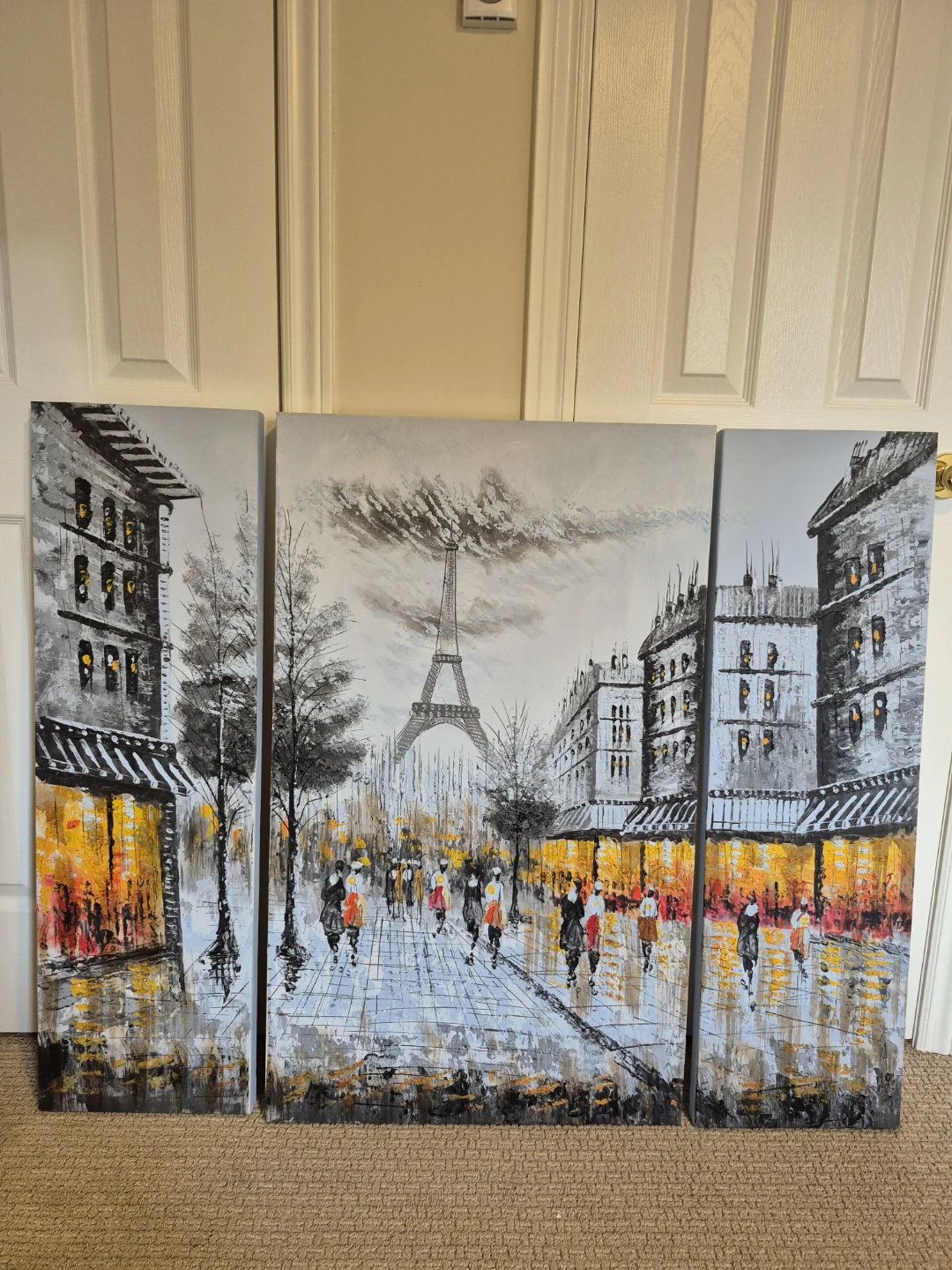 Triptych Paris Street Scene Canvas Wall Art - photo 2