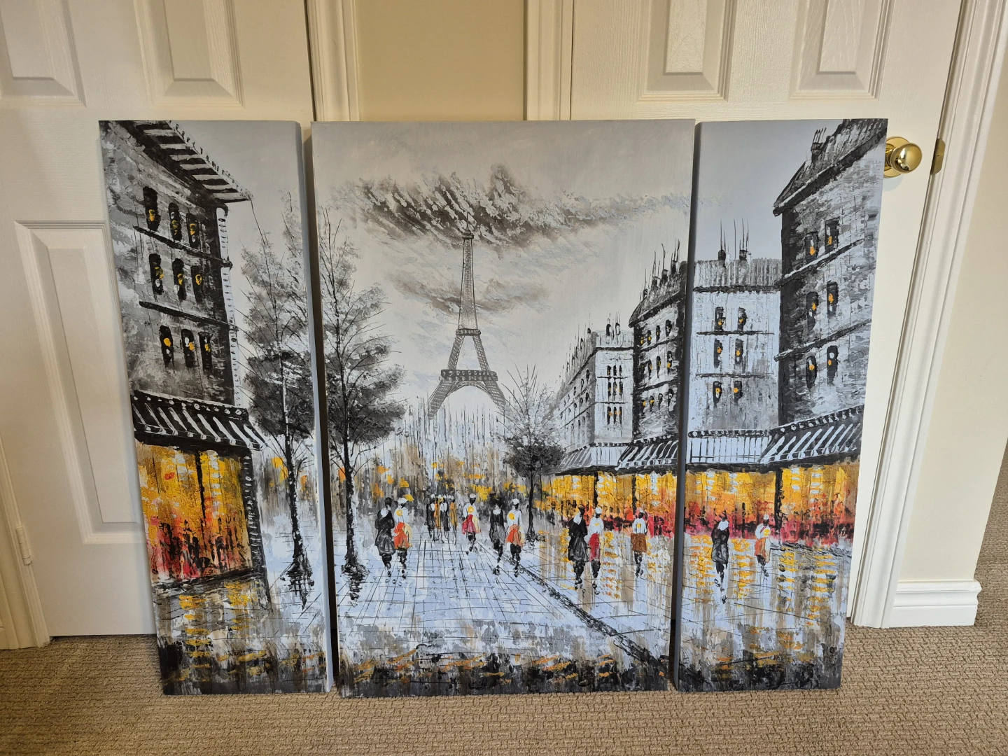 Triptych Paris Street Scene Canvas Wall Art - photo 3