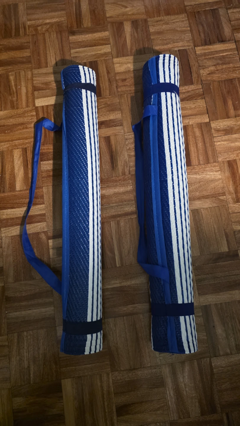 Blue and White Striped Beach Mats with Straps (2) 🏆