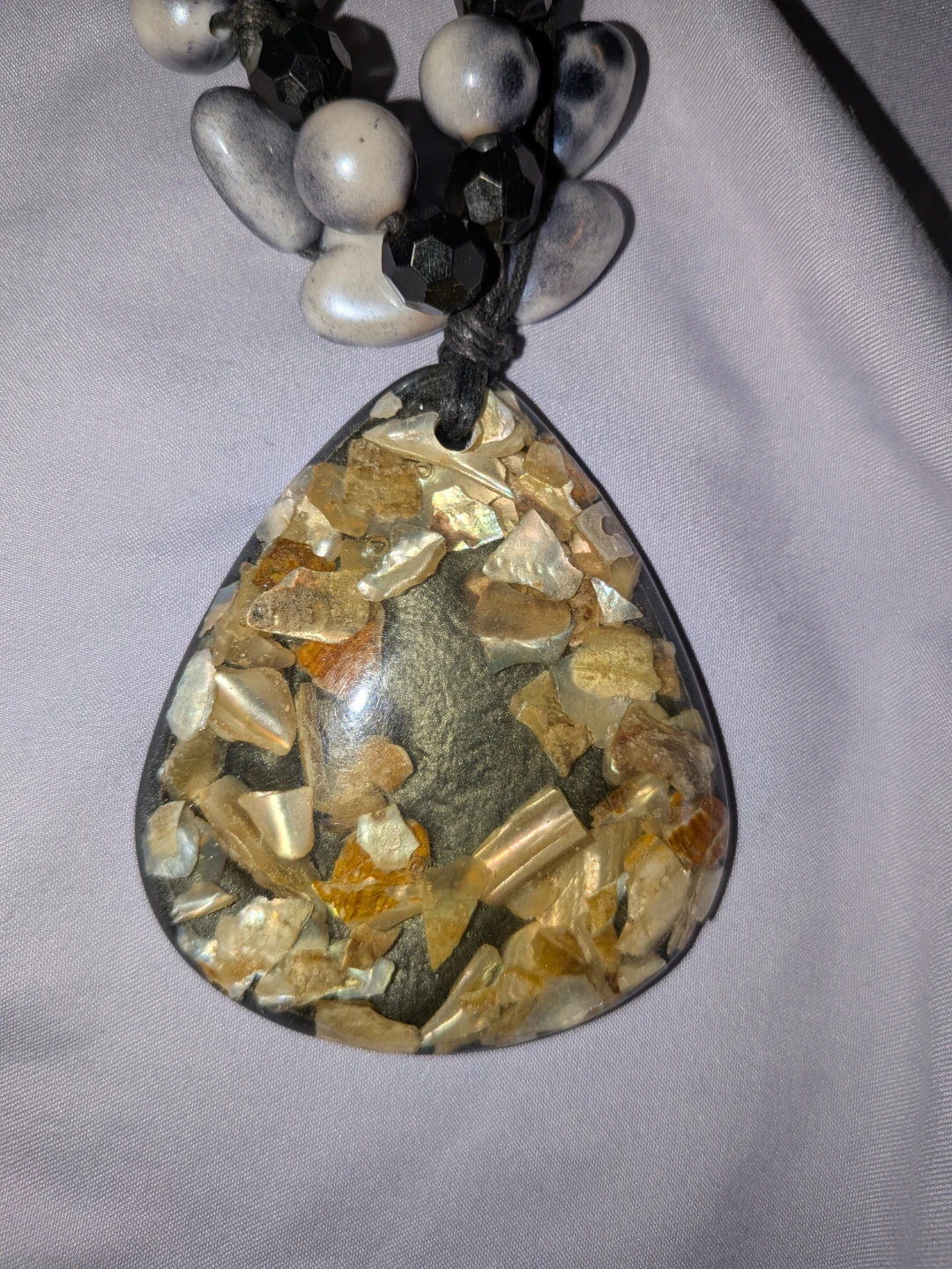 Statement Pendant Necklace with Shell Inlay - photo 2