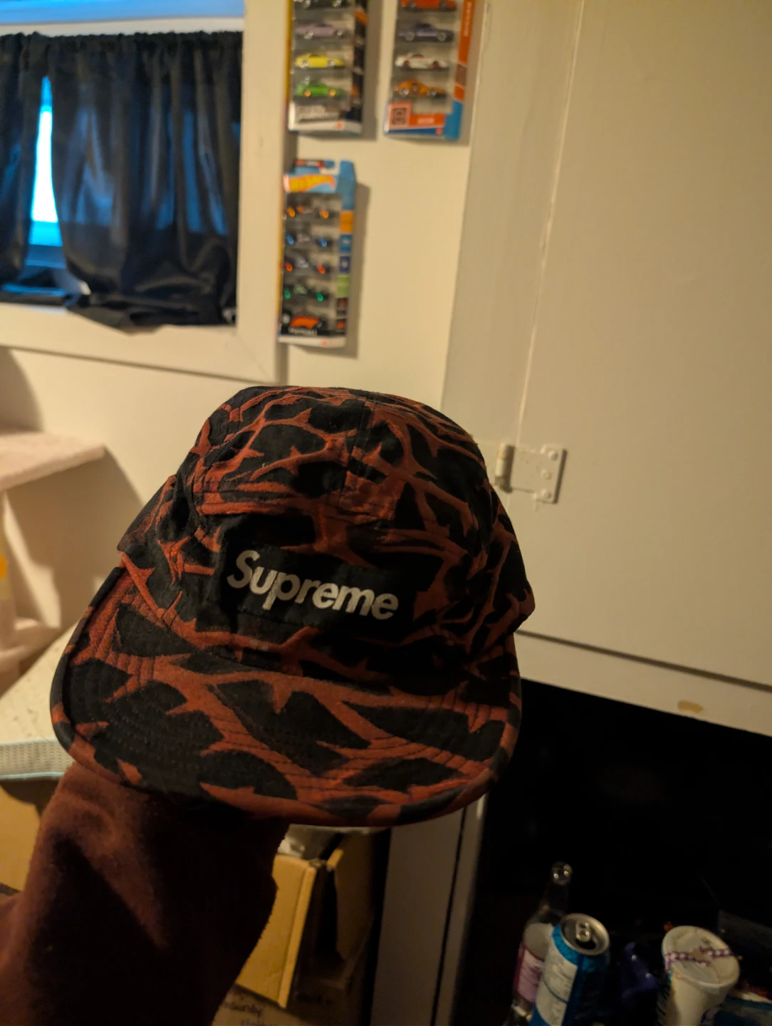Authentic Supreme Camp Cap - Red Black Pattern