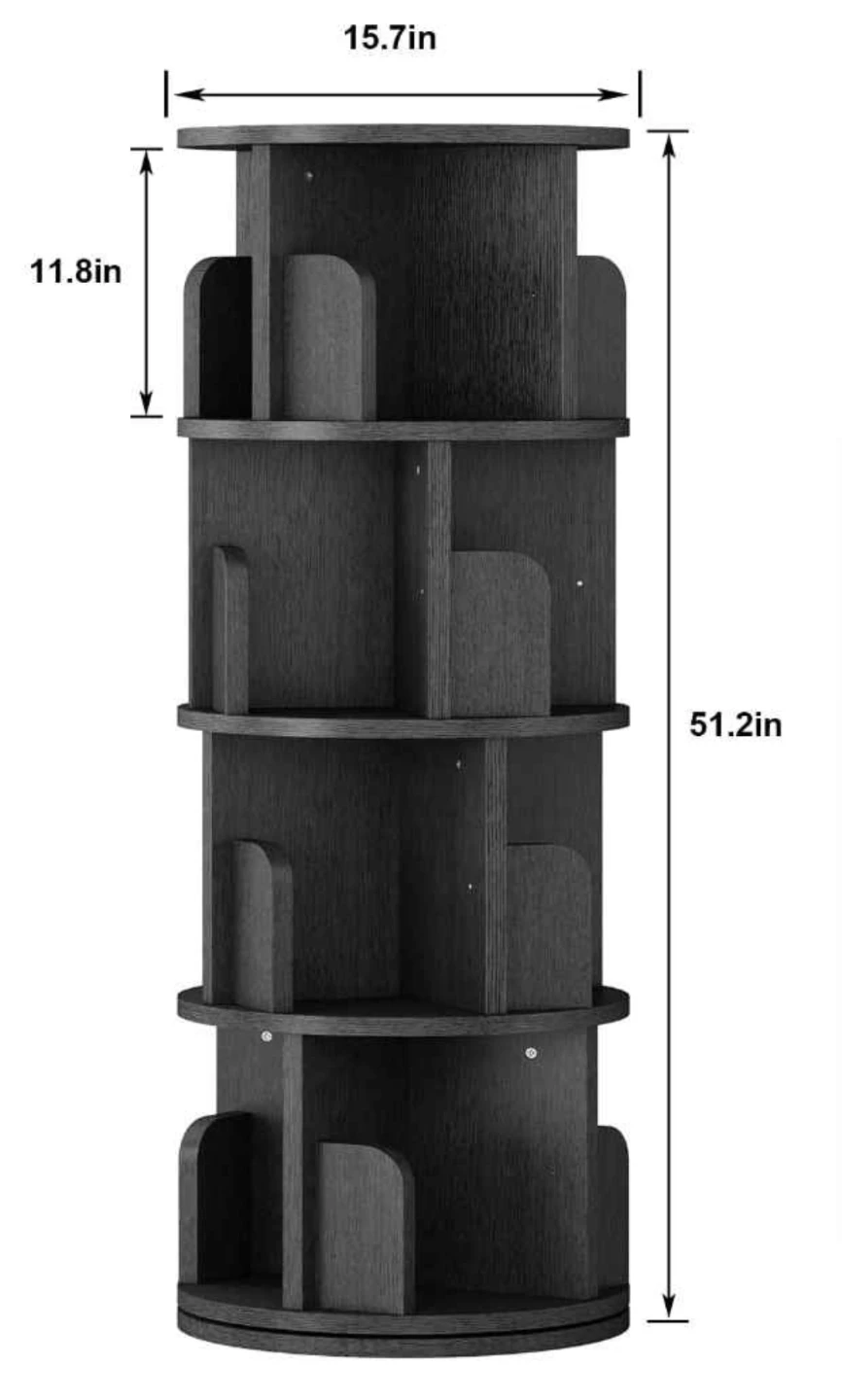 Black 5-Tier Rotating Bookshelf - photo 2