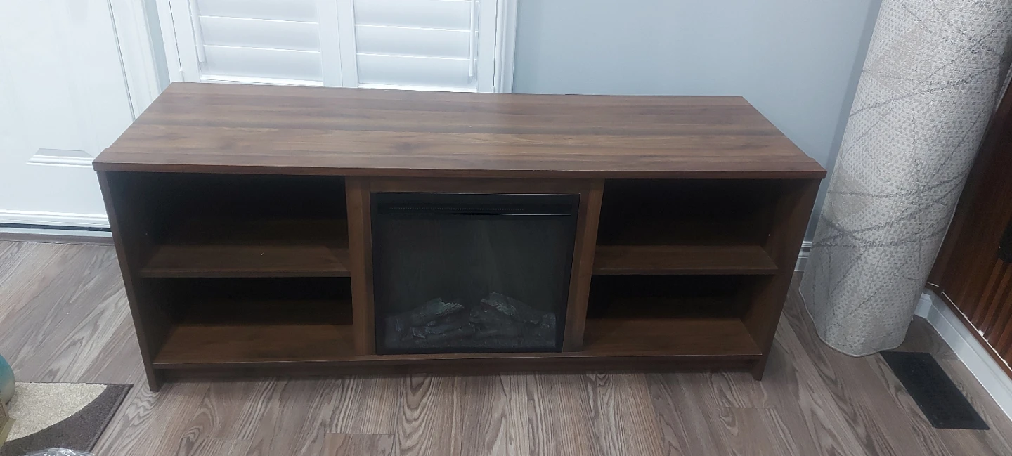 Dark Wood Entertainment Unit with Electric Fireplace