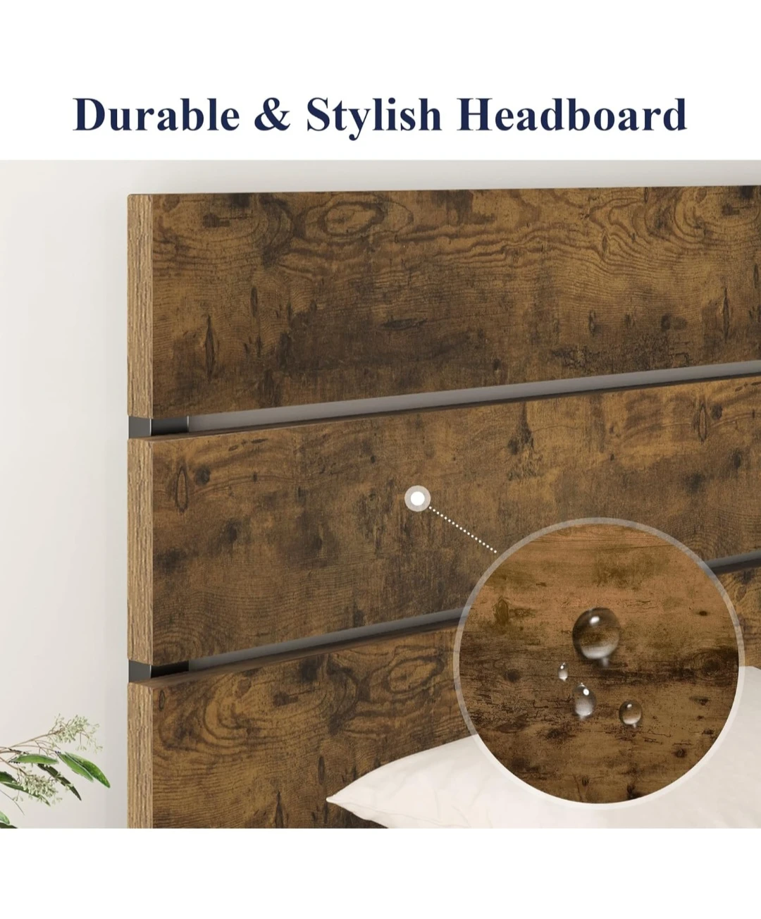 Queen Size Metal Bed Frame with Wood Headboard - photo 3