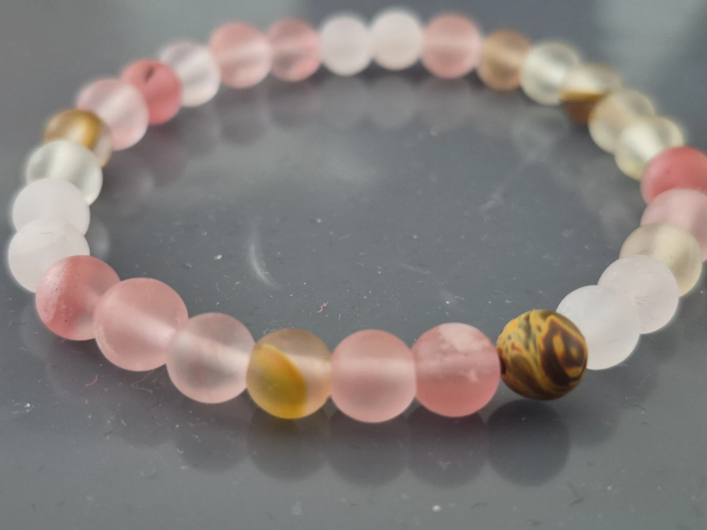 Rose Quartz and Watermelon Gemstone Bracelet - Small - photo 3