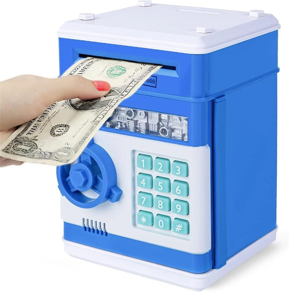 Blue Electronic Piggy Bank with Code Lock