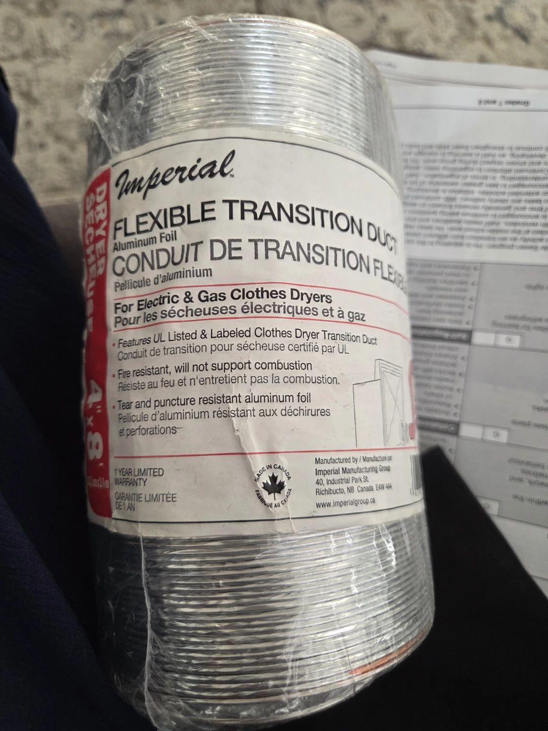Imperial Flexible Transition Duct for Electric & Gas Dryers