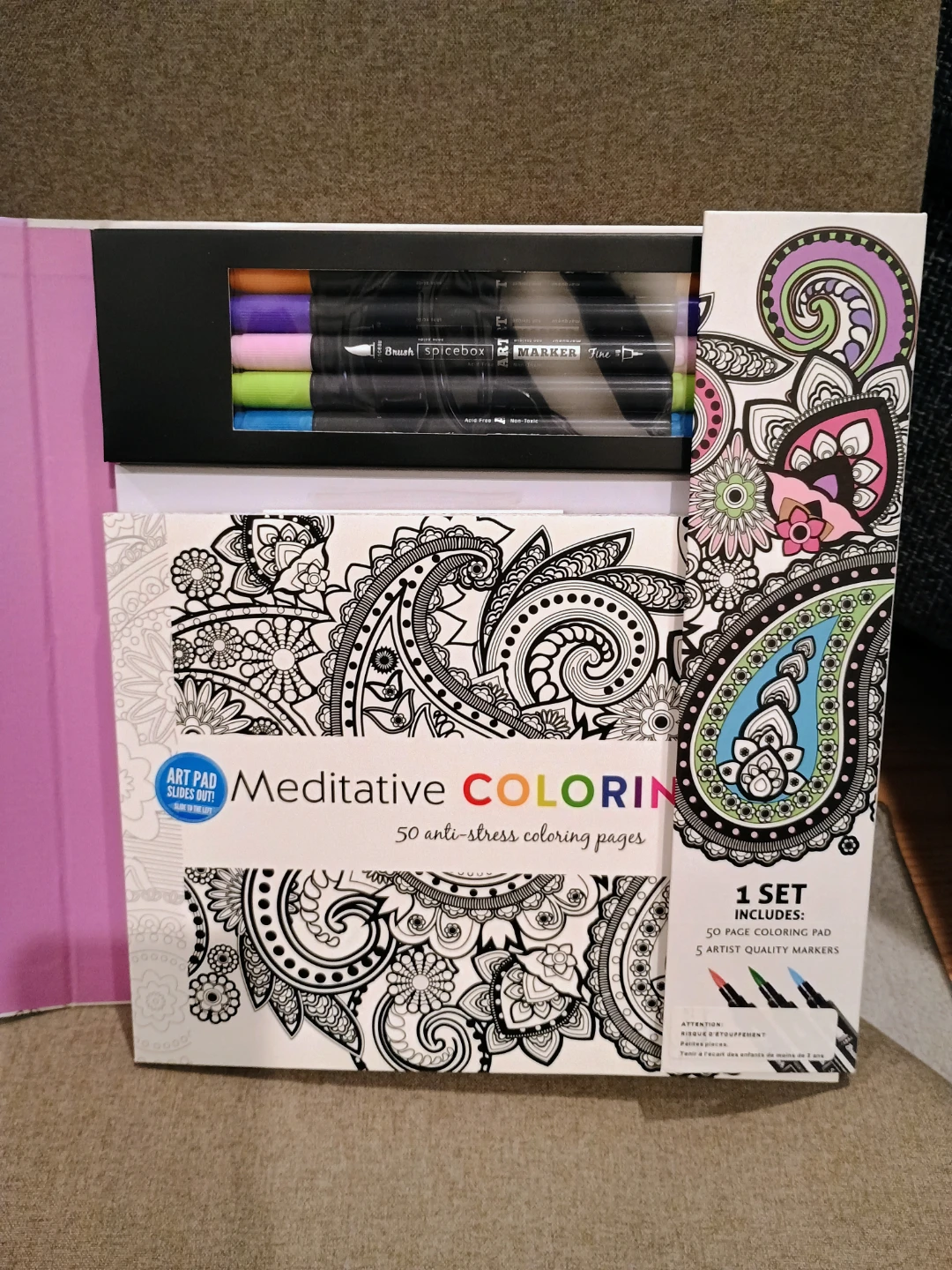 🏆 NEWMeditative Coloring Book with 5 Markers