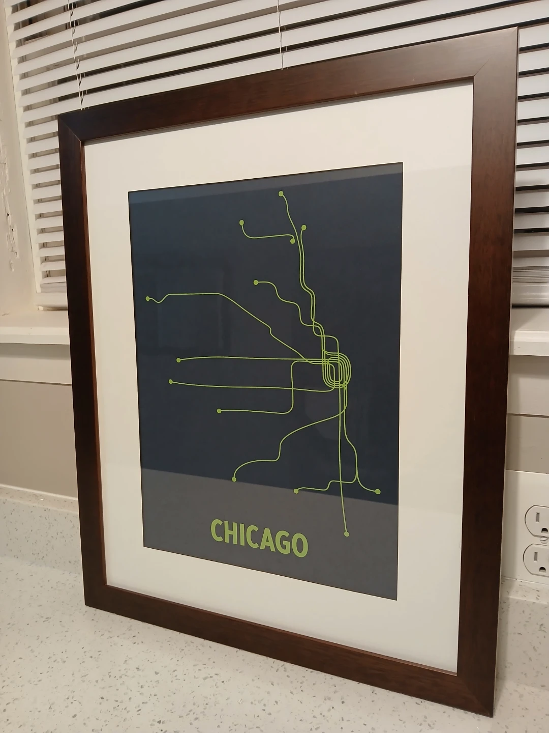 Chicago Subway transit "L" Map Wall Art Print brown frame - photo 5