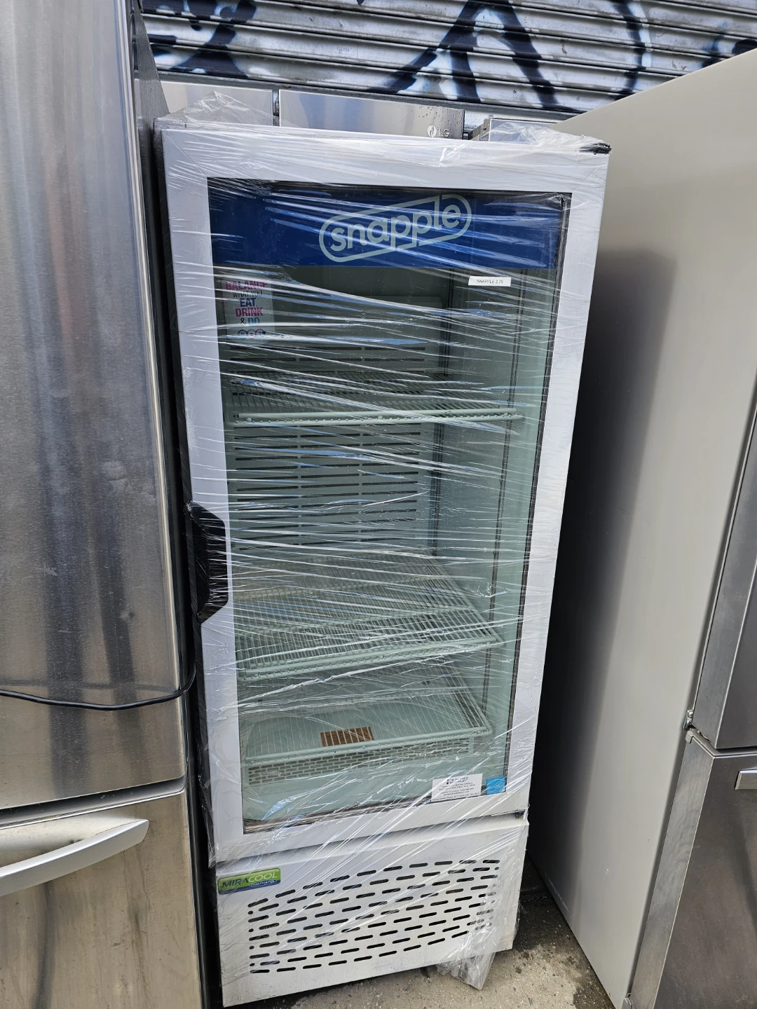 Snapple Soda Glass window bevervage refrigerator