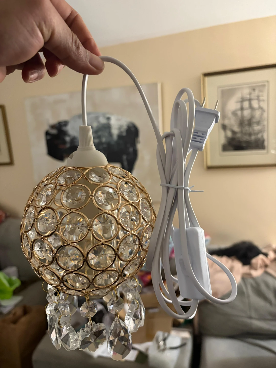Crystal Ball Pendant Light Fixture - Gold Finish - photo 3