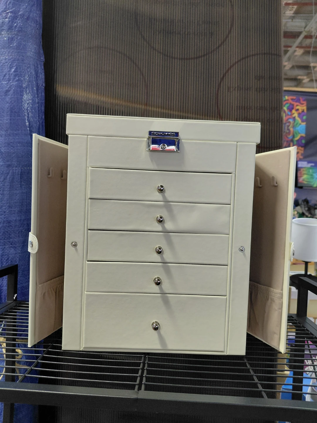 White Faux Leather Jewelry Box with Mirror - photo 2