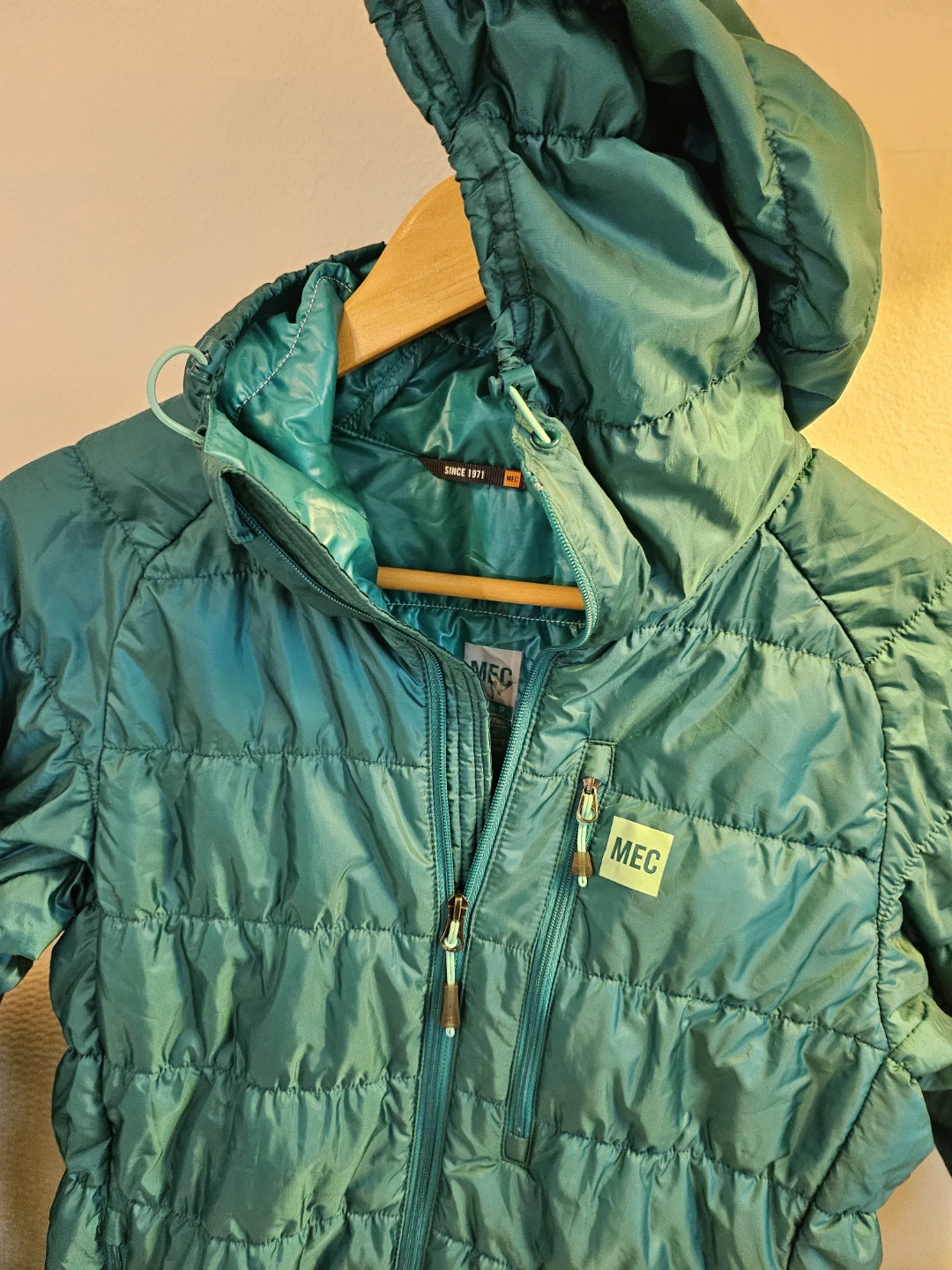 MEC Puffy Hooded Jacket - Teal - Size S - photo 2