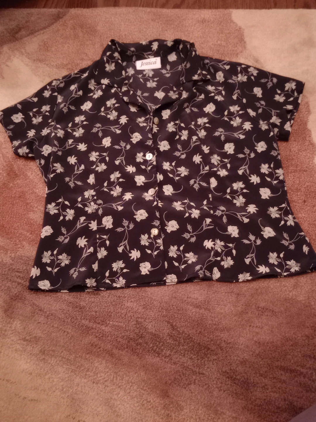 Jessica Floral Print Short Sleeve Button-Up Shirt
