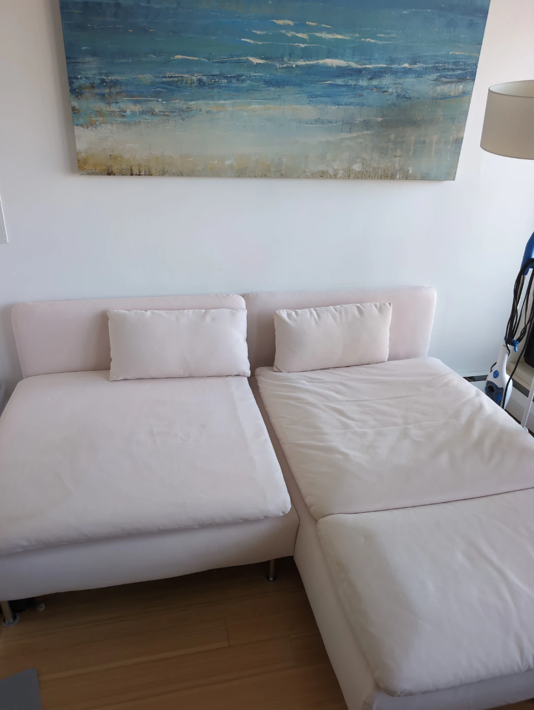 Light Pink Sectional Sofa with Chaise