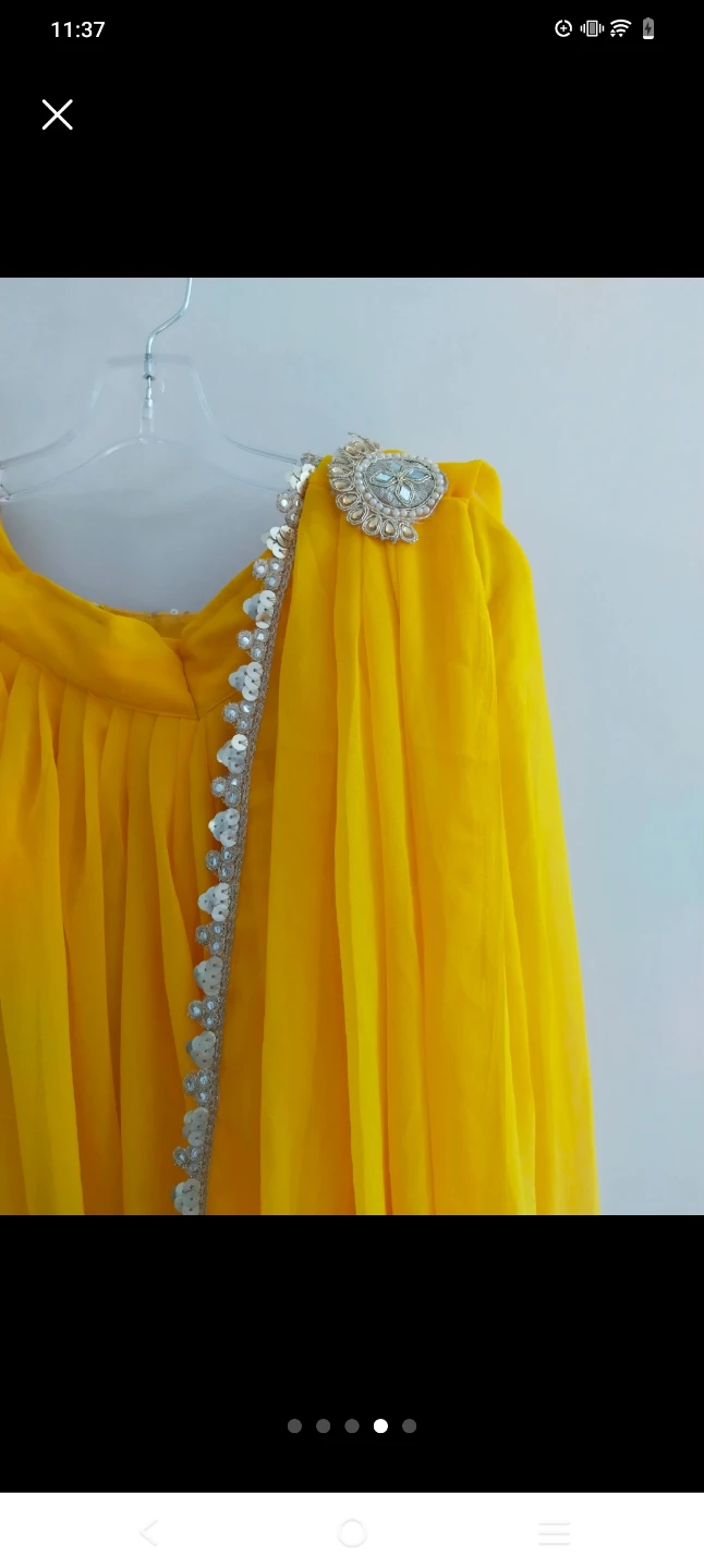 Yellow Embroidered Blouse and plazo Set - photo 4
