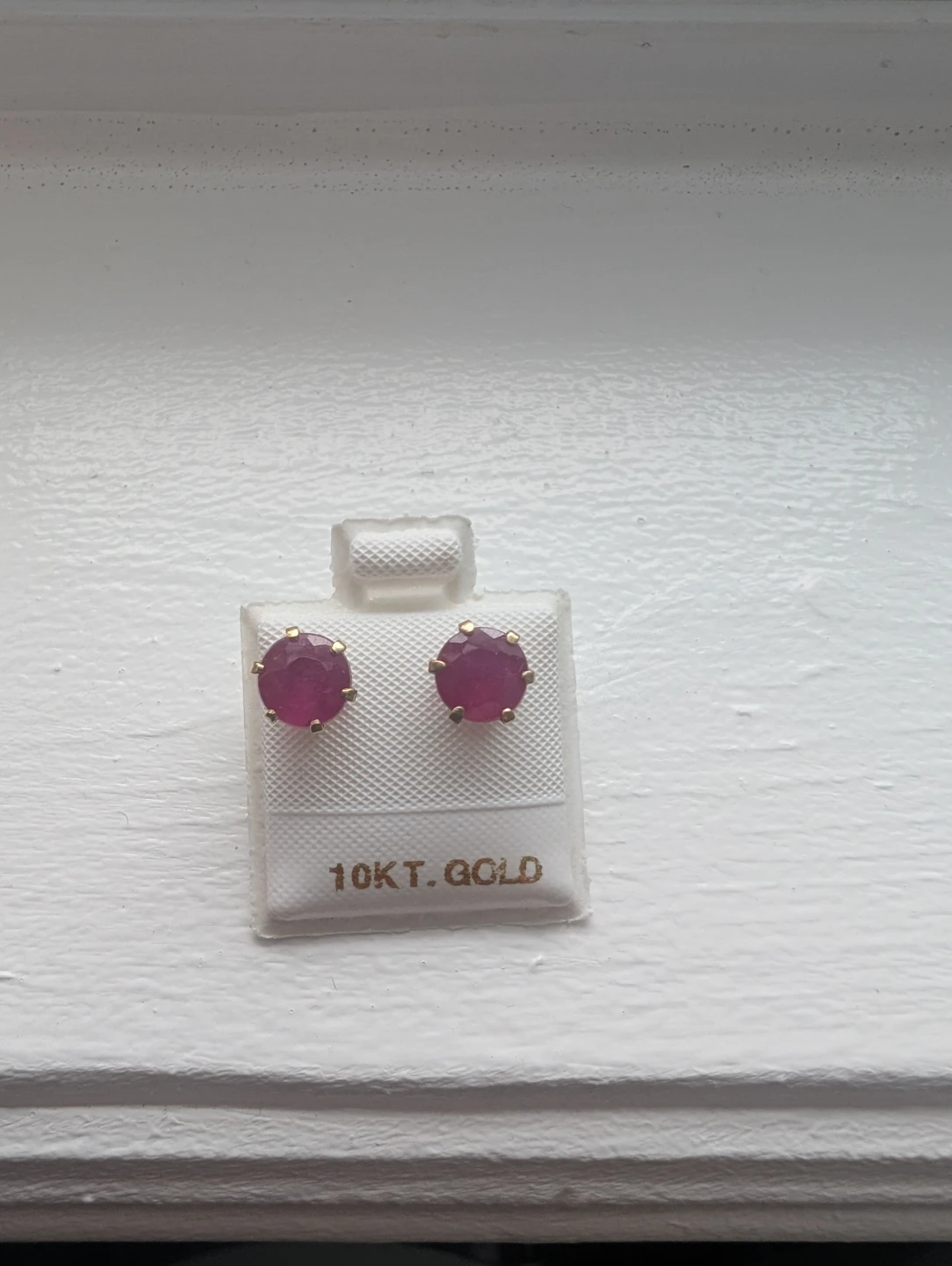 Brand New 10K Yellow Gold Natural Ruby Earrings For Sale - photo 4