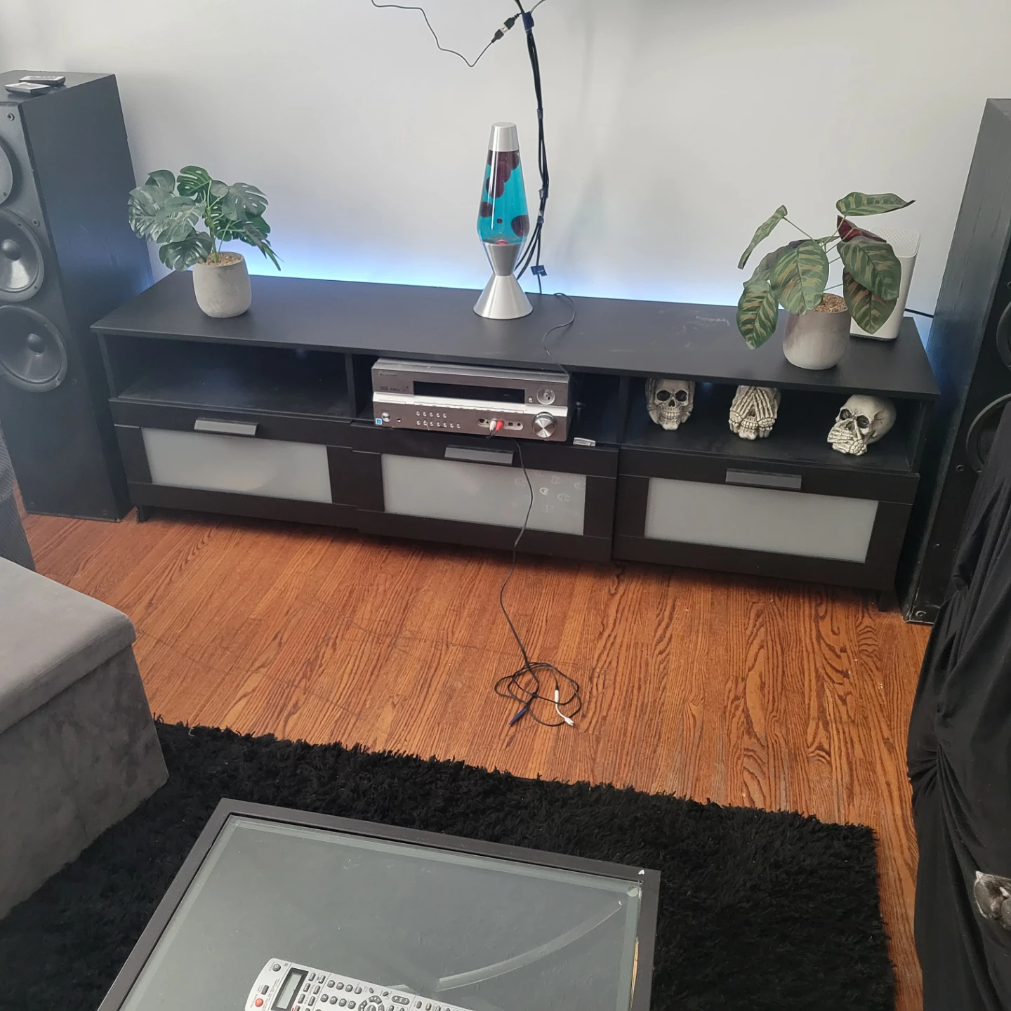 Black Media Console with Storage