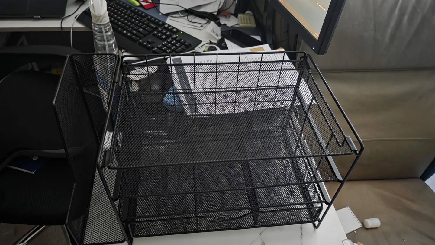 Black Mesh Desk Organizer with 4 Tiers