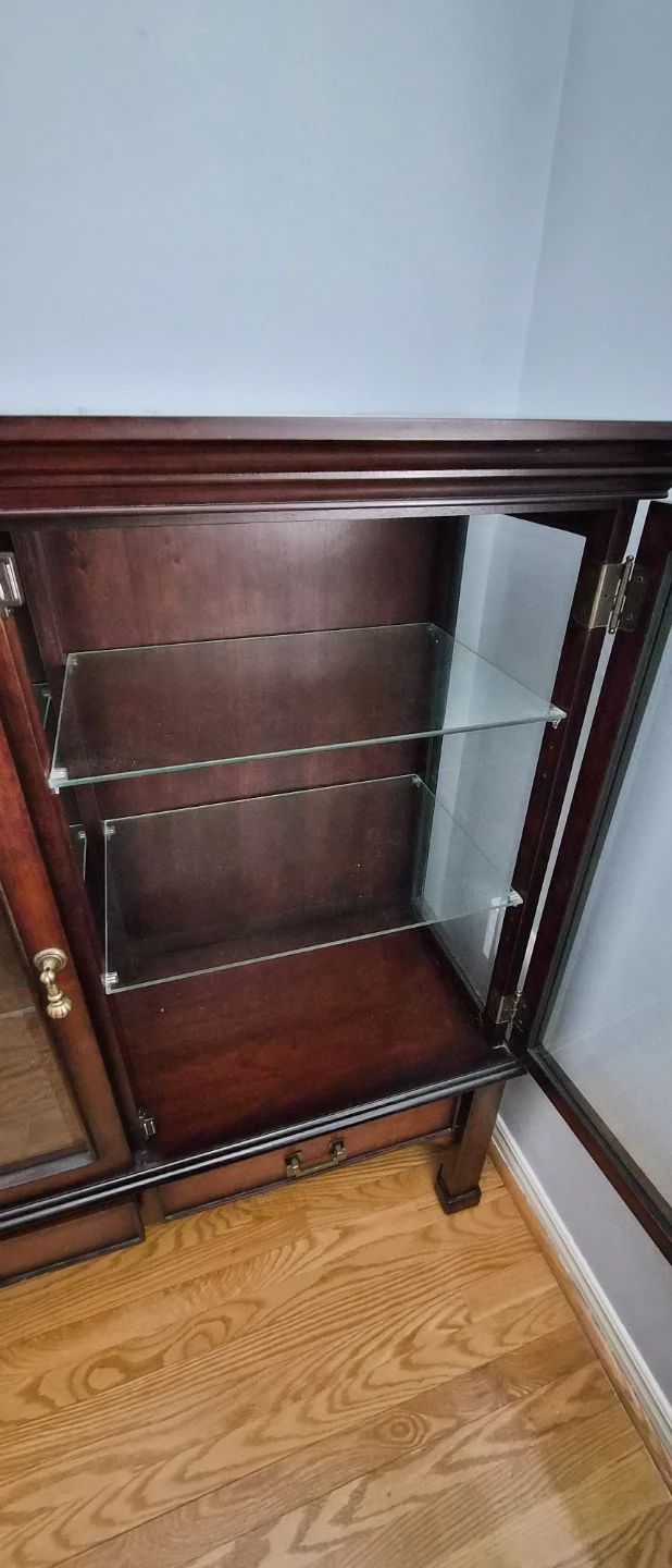 Wooden China Cabinet with Glass Doors and Drawers - photo 2