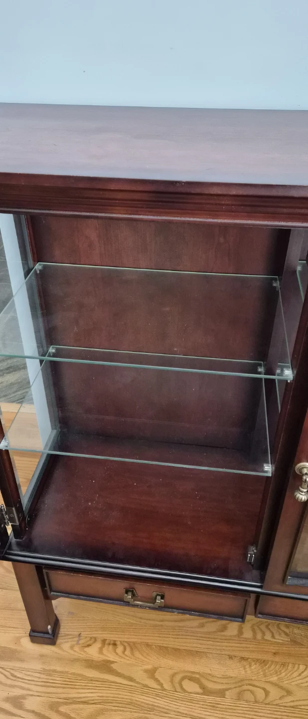 Wooden China Cabinet with Glass Doors and Drawers - photo 3