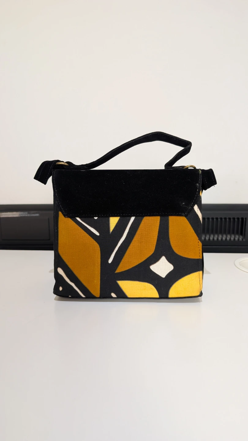 Black and Yellow Geometric Print Handbag - photo 2