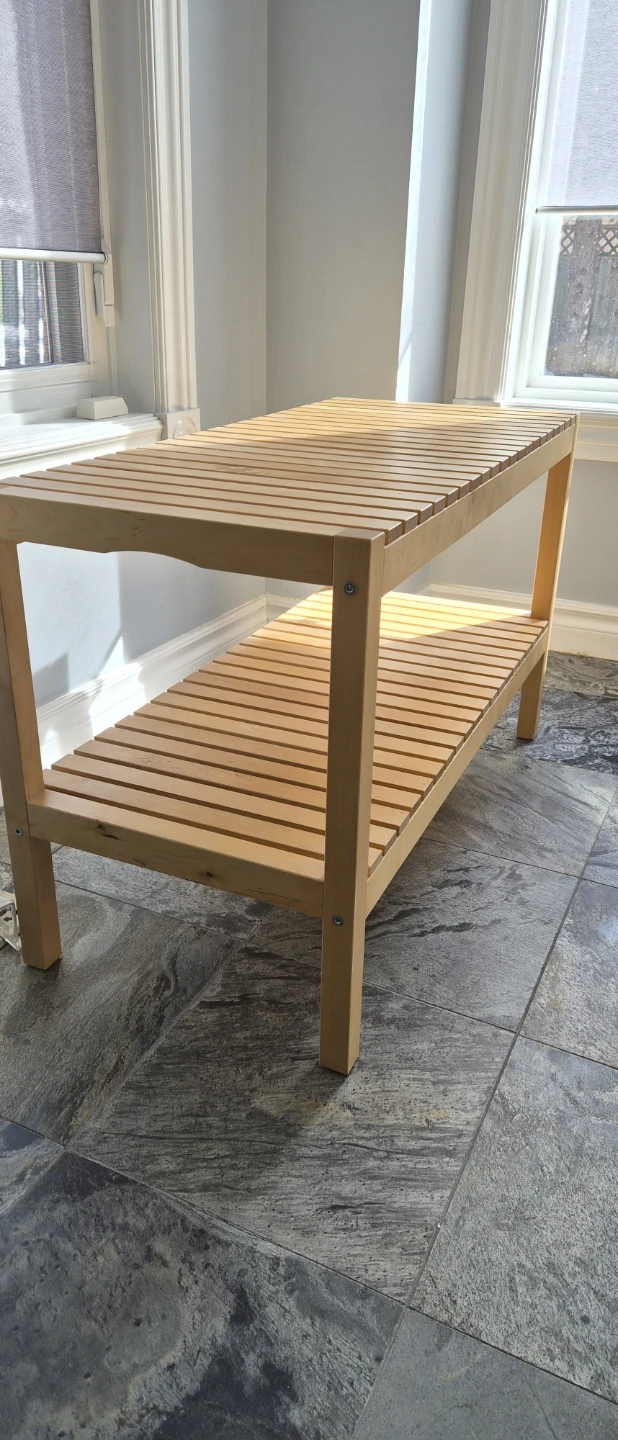 Wooden Slatted Shelf Unit / Bench