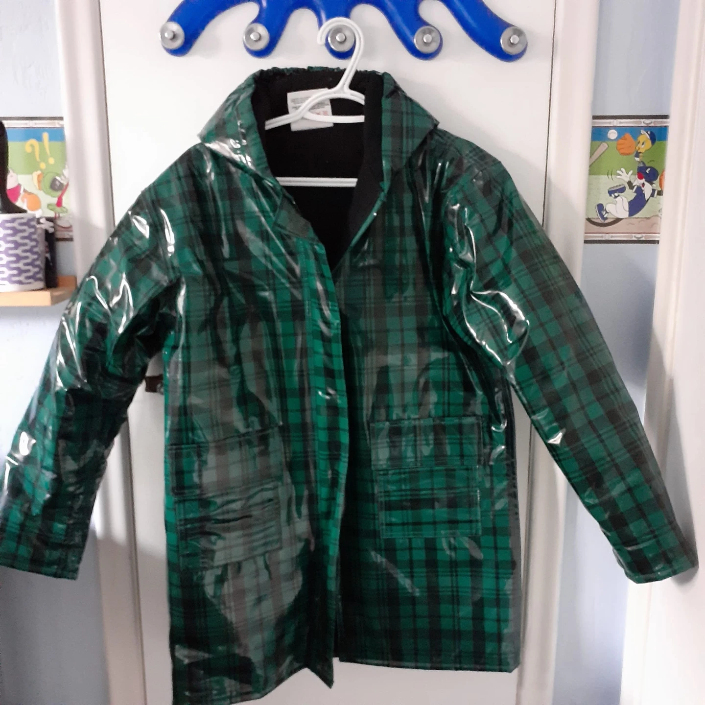 New Green Plaid Rain Jacket