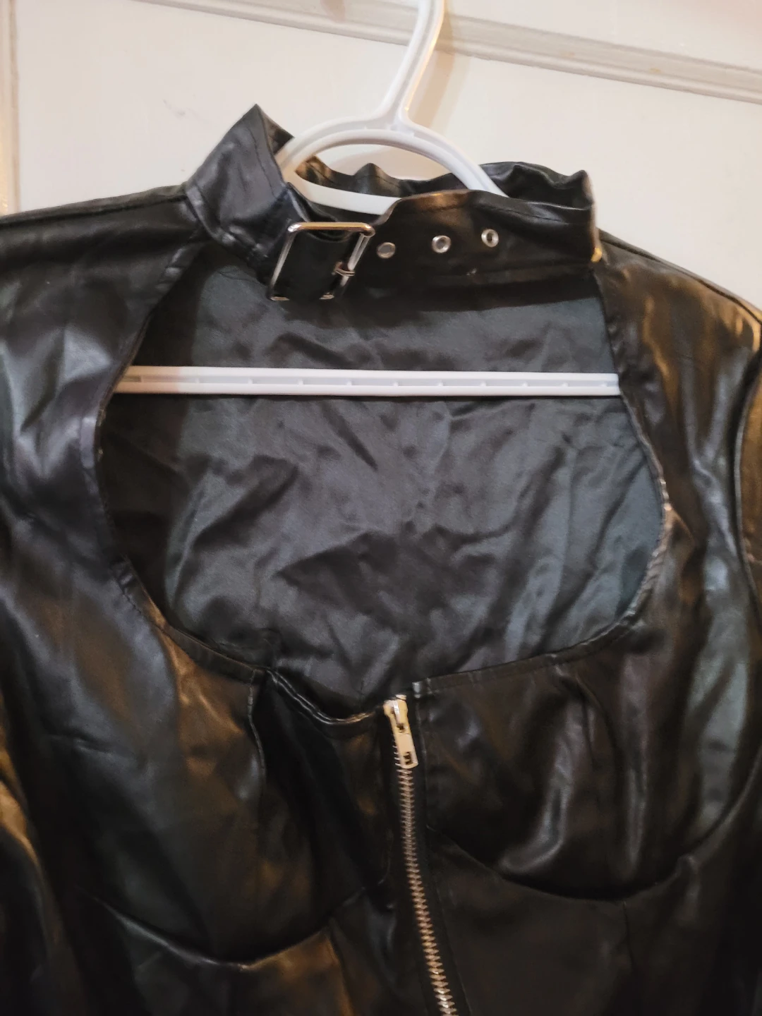 Black Faux Leather Dress with Zipper Detail - photo 3