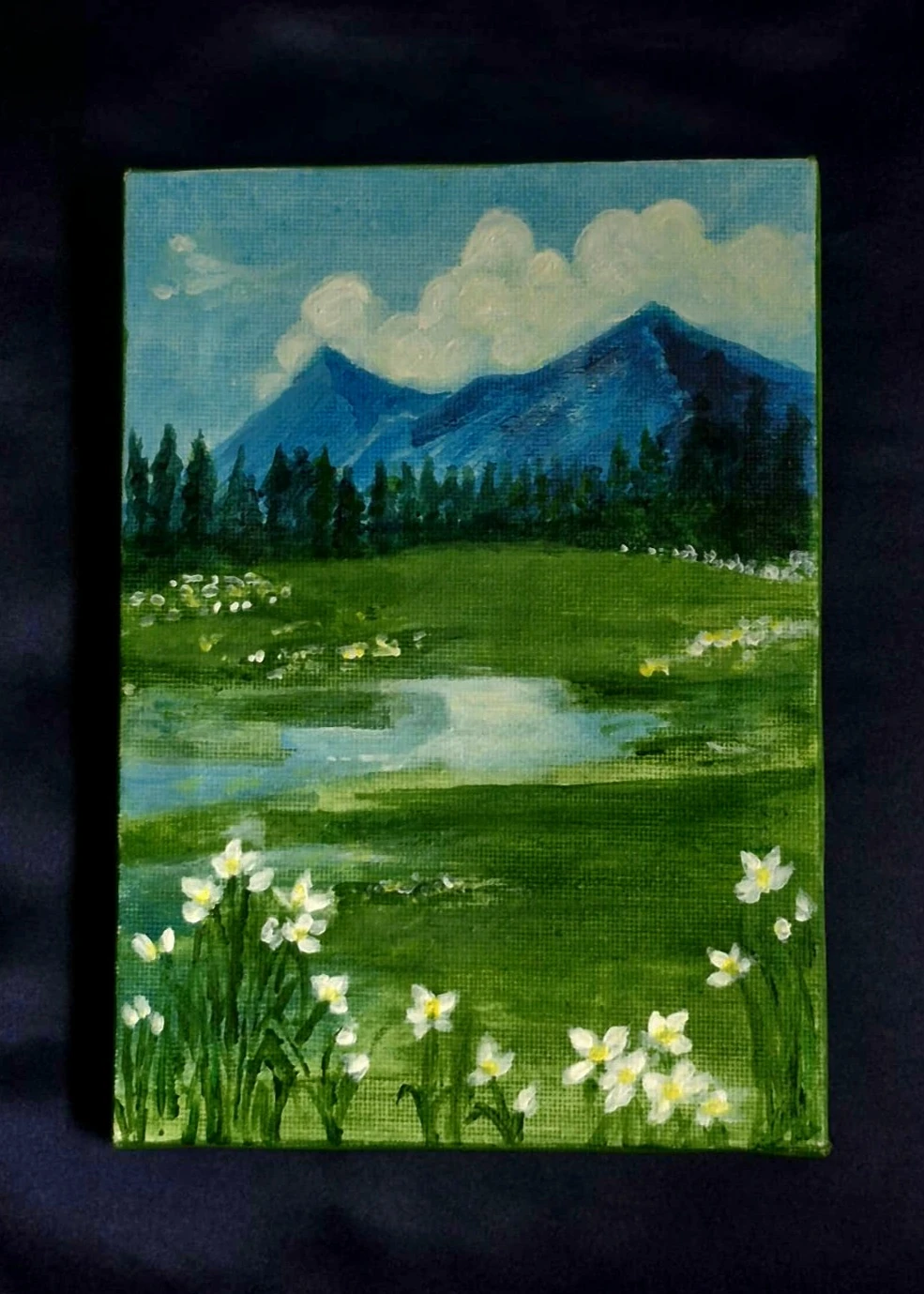 Canvas Painting of Mountain Landscape - photo 2