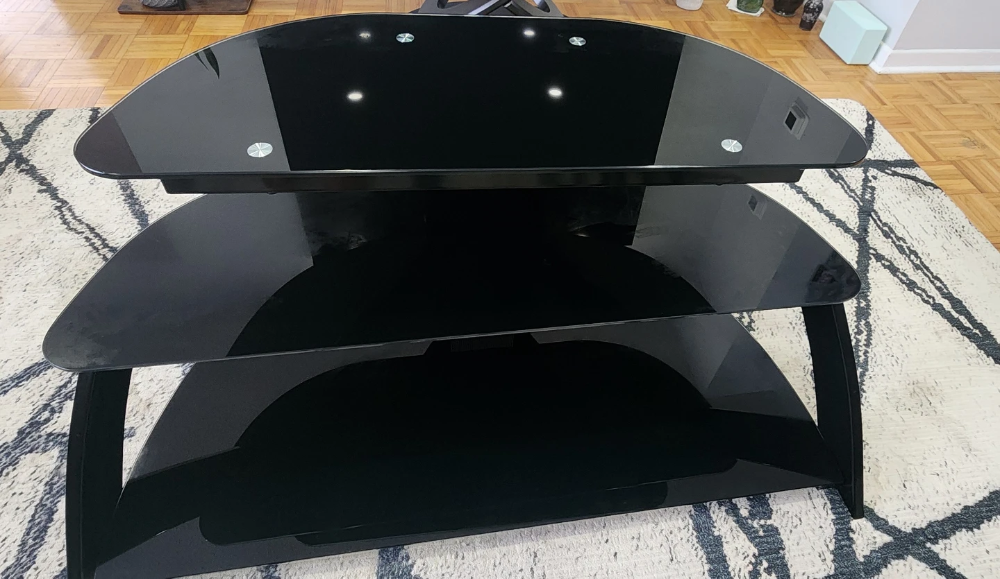 Black Glass 3-Tier Media Console Stand
