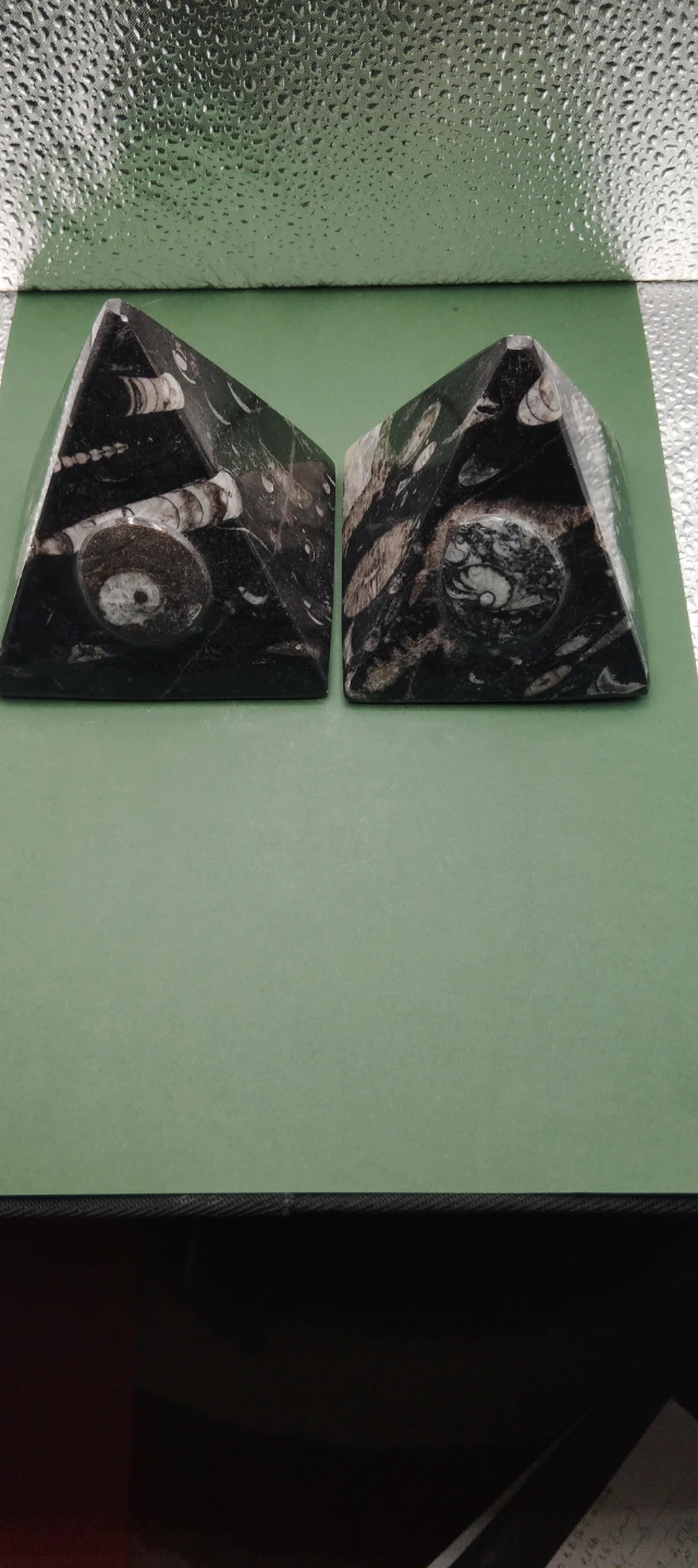 Pair of orthoceras Ammonite Fossil Pyramids - photo 3