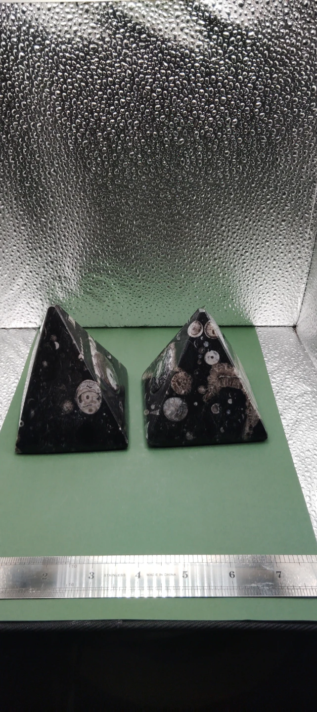 Pair of orthoceras Ammonite Fossil Pyramids - photo 5