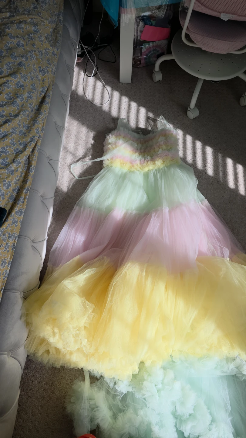 Pastel Rainbow Tulle Gown Dress - photo 3