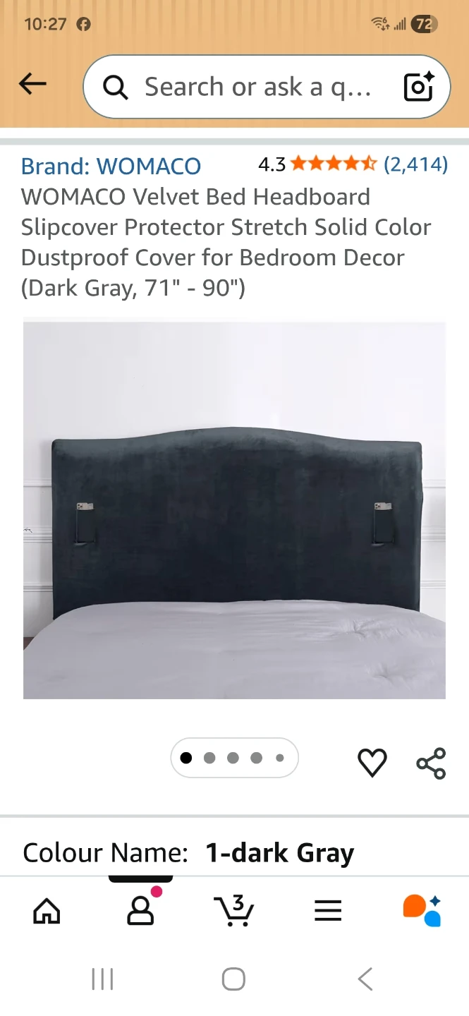 WOMACO Velvet Headboard Slipcover Protector (Dark Gray, 71"-90")