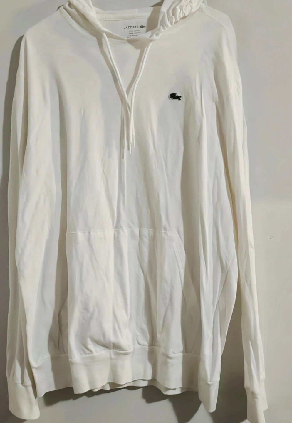 Lacoste White Cotton Hoodie - 3XL