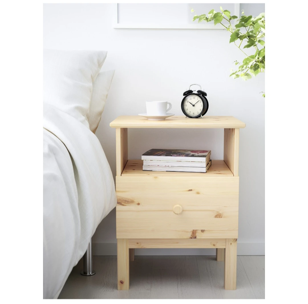 IKEA Pine Nightstand with Drawer - photo 3