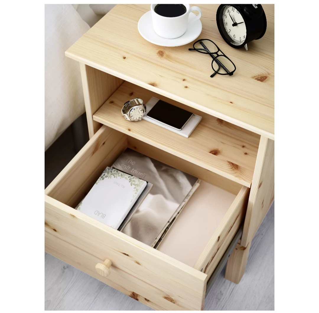 IKEA Pine Nightstand with Drawer - photo 4