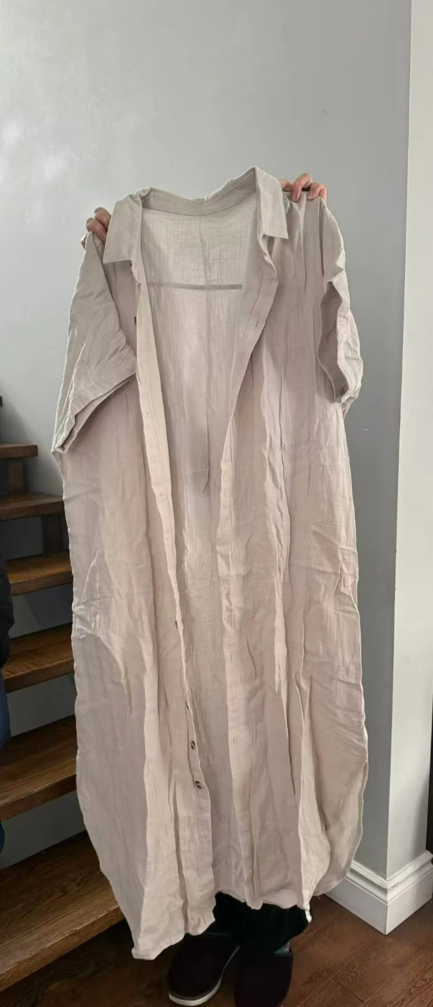 Beige Linen Shirt Dress XL - photo 2