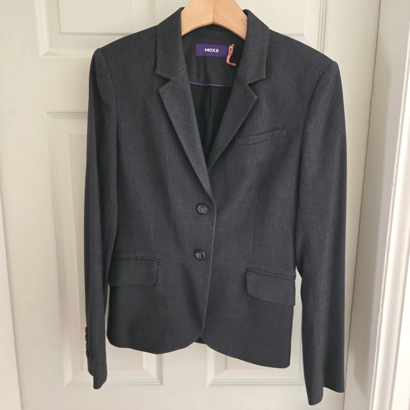 Mexx Women's Dark Grey Pinstripe Blazer and Skirt Set - Size 36 - photo 2