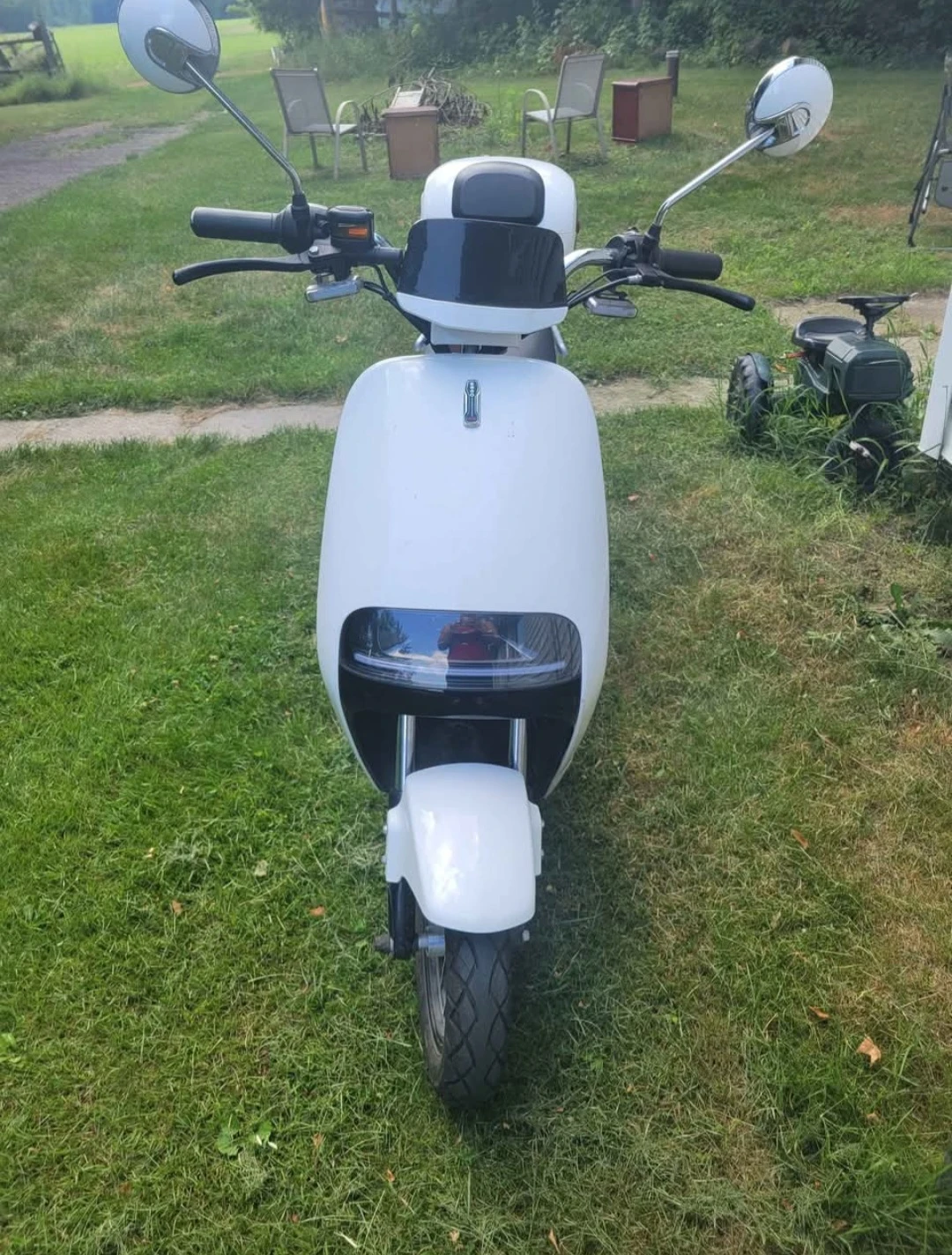 White Electric Scooter with Storage Box