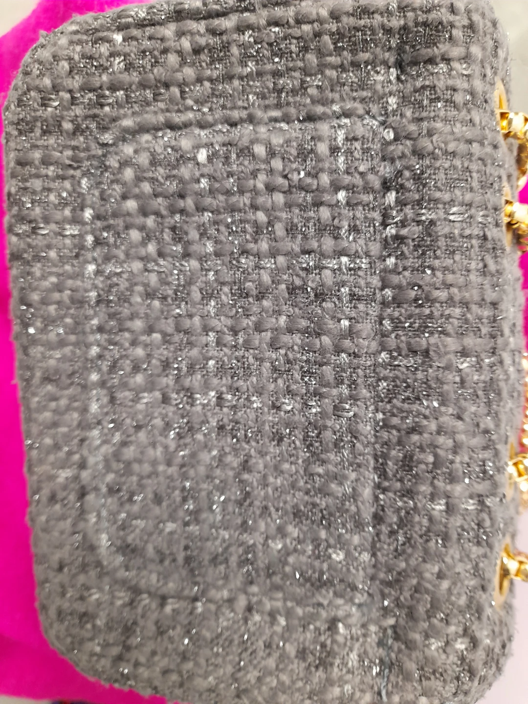 Statement Grey Tweed Bag with Floral Embellishments - photo 4