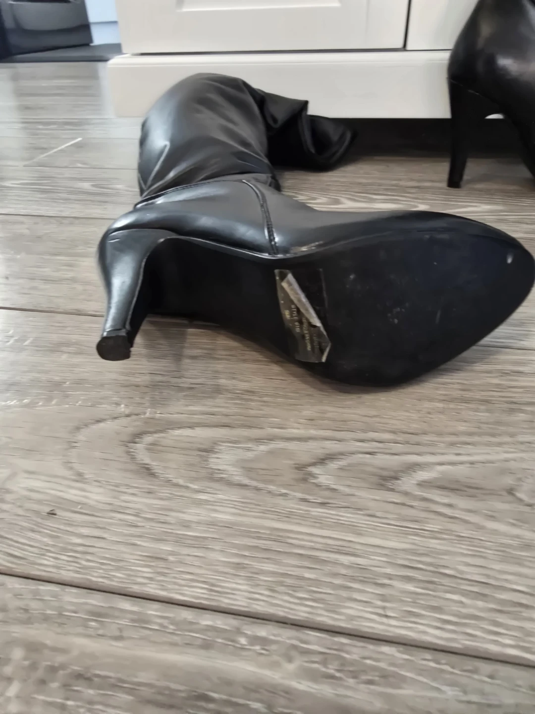 Black Faux Leather Knee-High Boots
