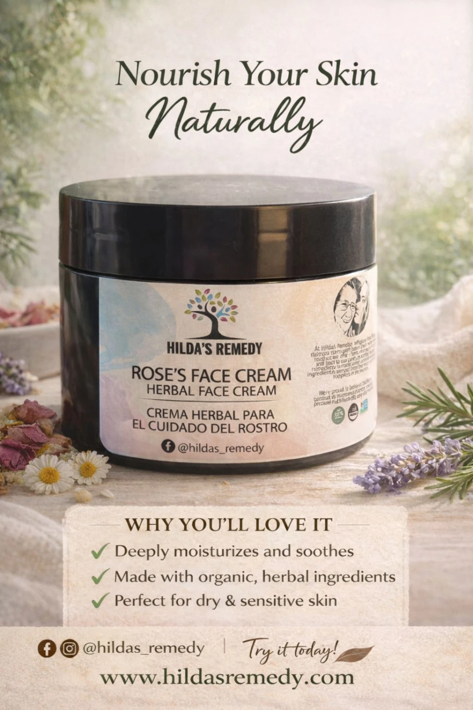 Organic  Herbal Face Cream 4.5oz