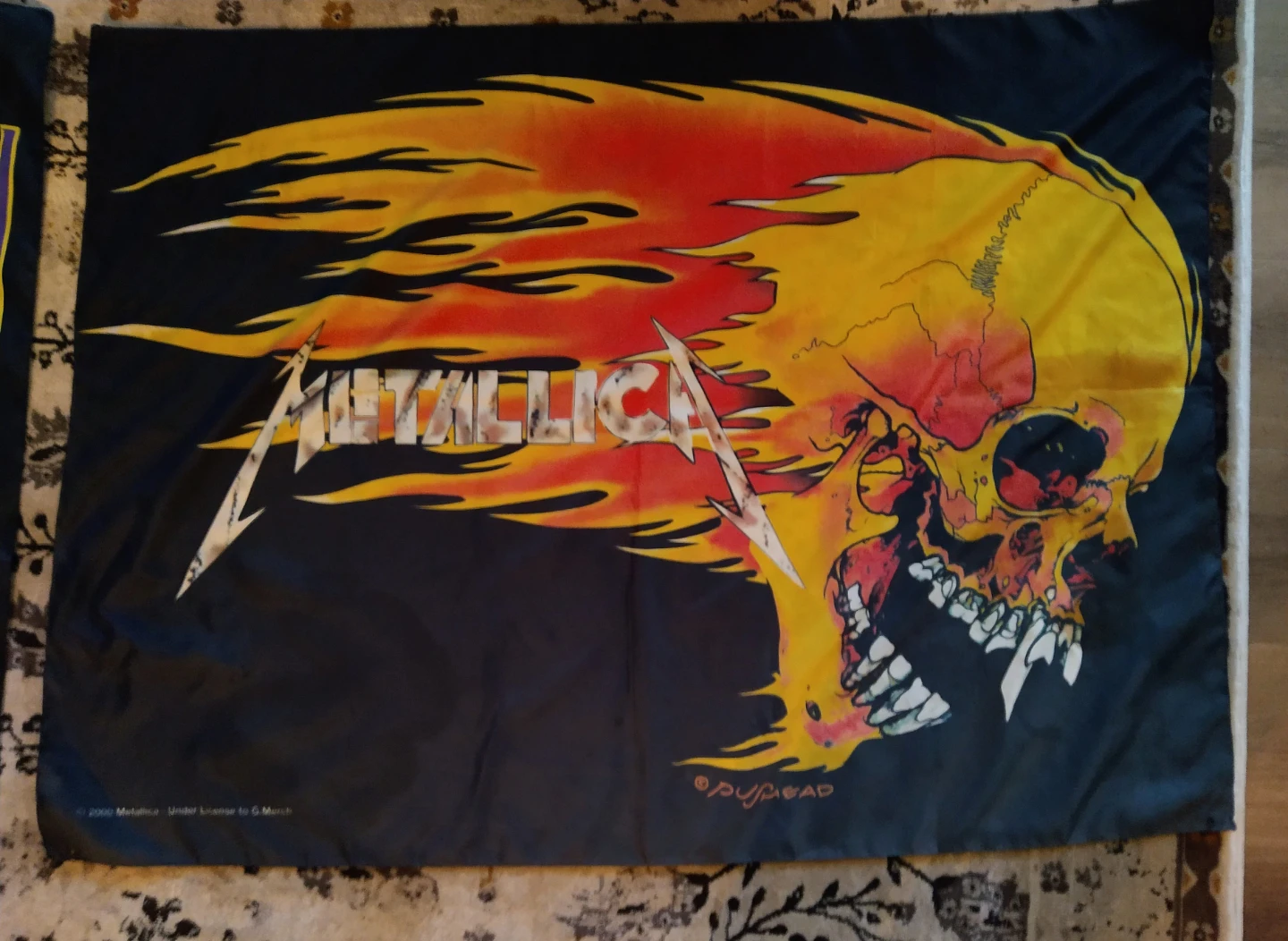 Vintage 2000 Metallica Pushead Flaming SkullTapestry 44"×31" - photo 2