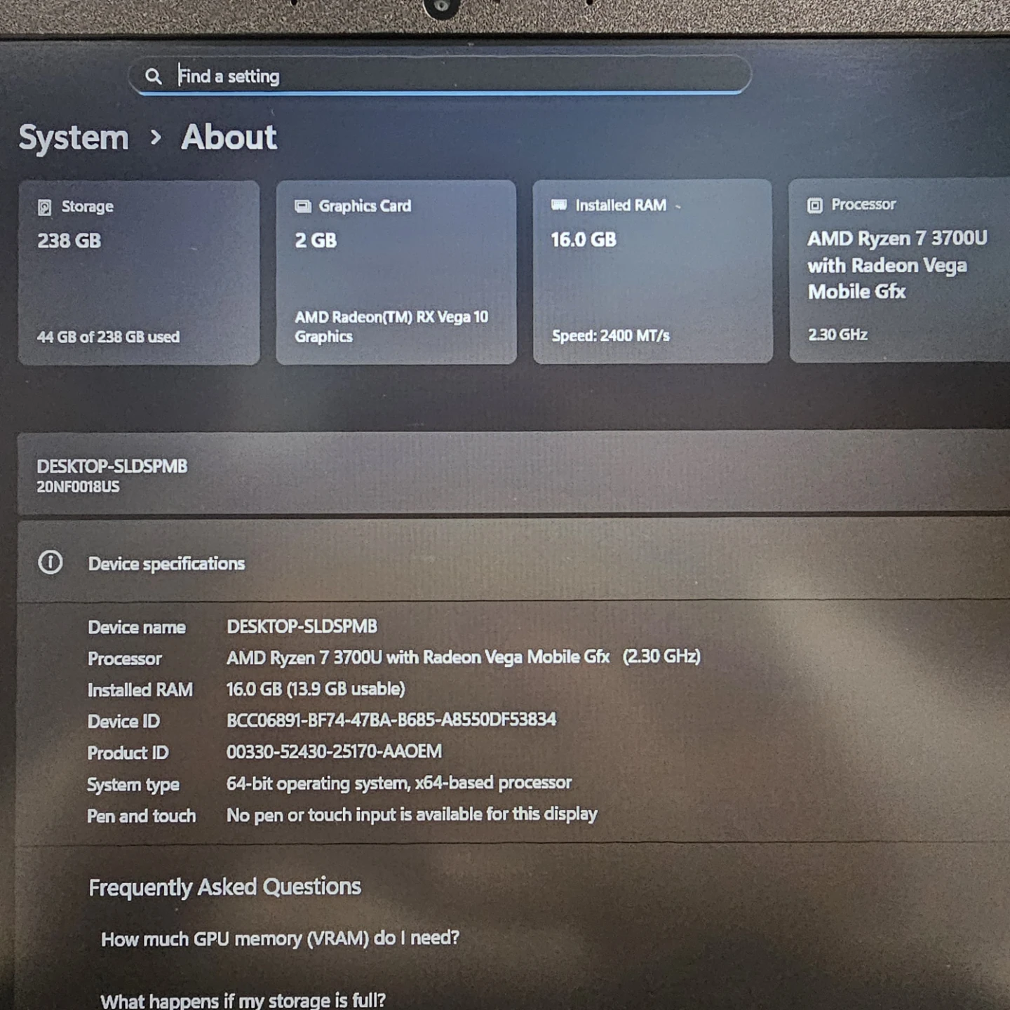 Lenovo ThinkPad Laptop with AMD Ryzen 7 3700U - photo 2
