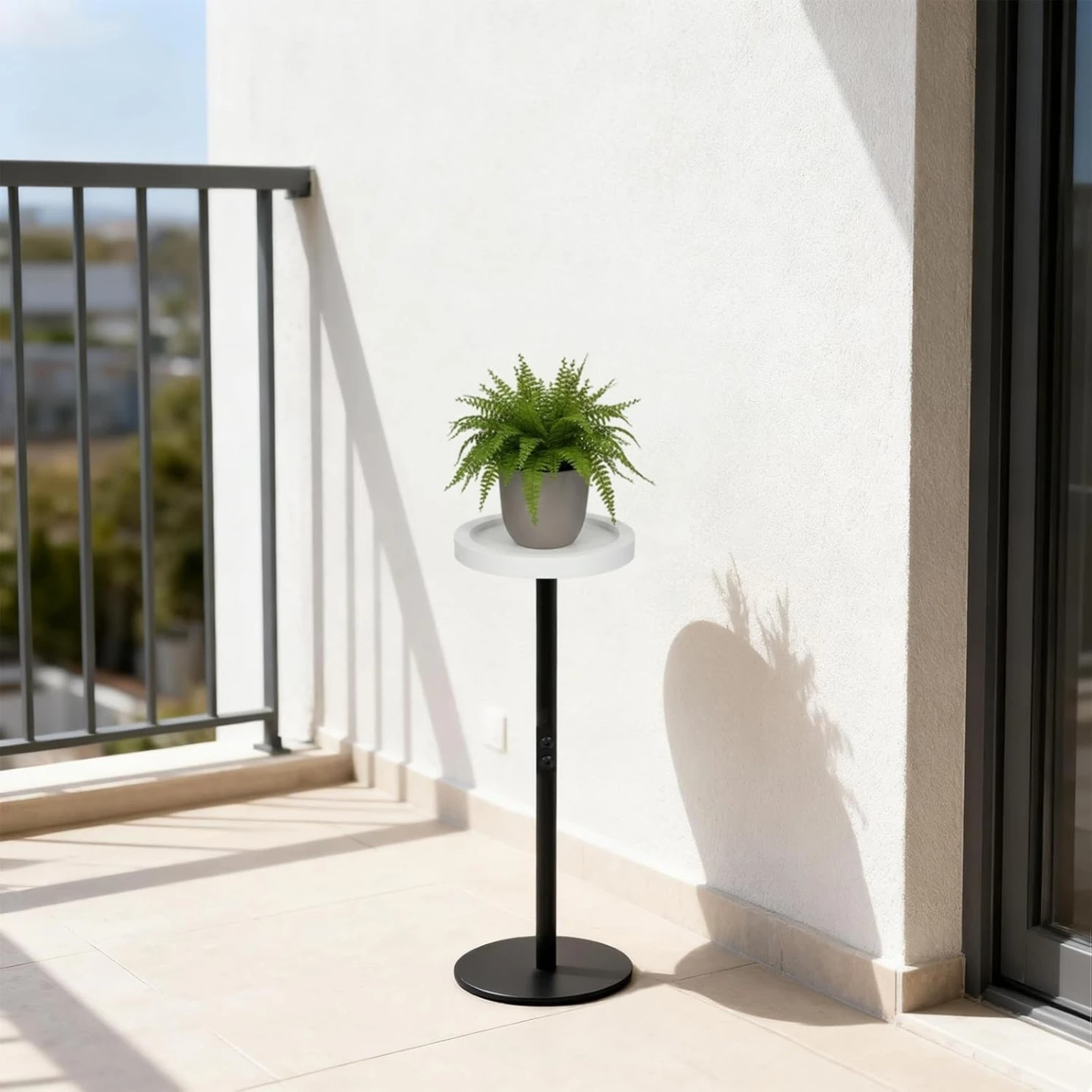 Small Round Side Table End Table with Tray Top and Metal Frame - photo 4
